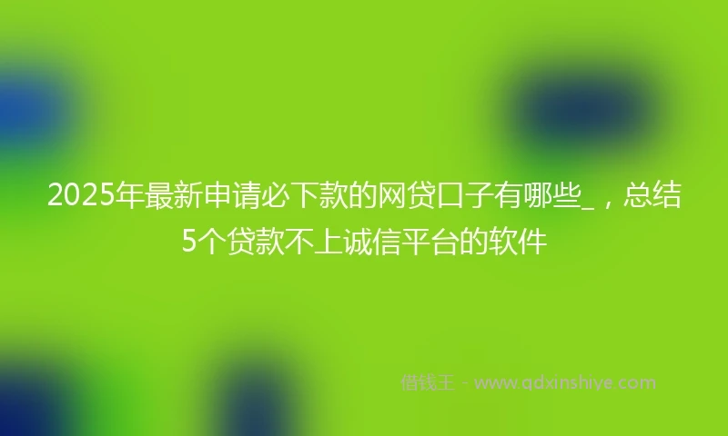 2025年最新申请必下款的网贷口子有哪些_，总结5个贷款不上诚信平台的软件