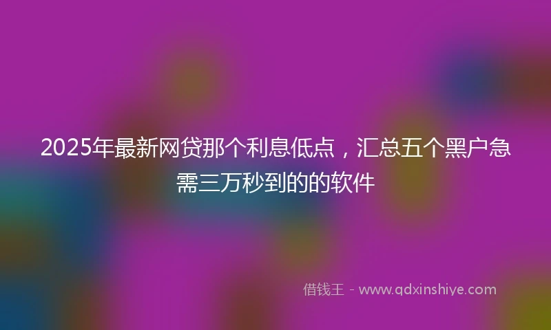 2025年最新网贷那个利息低点，汇总五个黑户急需三万秒到的的软件
