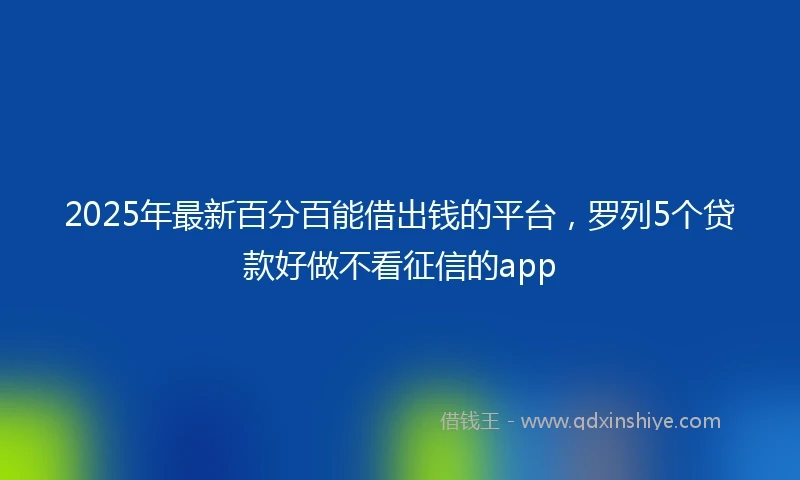 2025年最新百分百能借出钱的平台，罗列5个贷款好做不看征信的app