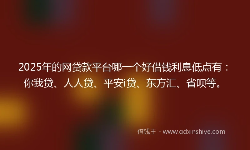 2025年的网贷款平台哪一个好借钱利息低点有：你我贷、人人贷、平安i贷、东方汇、省呗等。