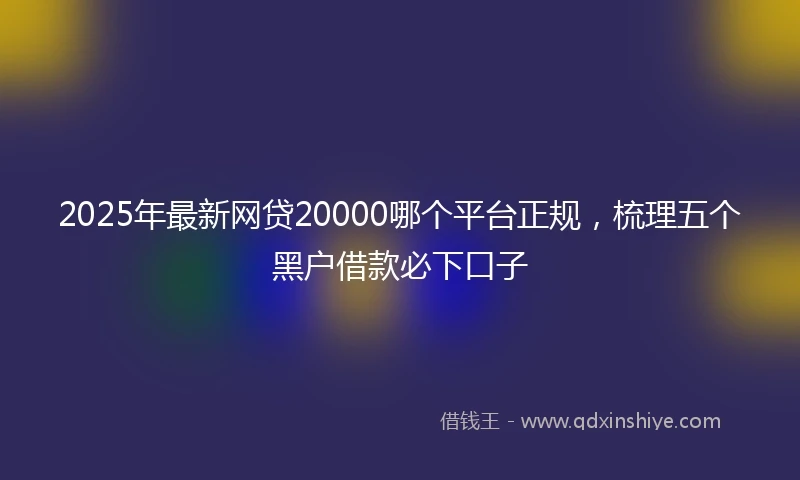2025年最新网贷20000哪个平台正规，梳理五个黑户借款必下口子