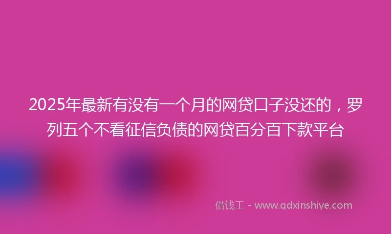 2025年最新有没有一个月的网贷口子没还的，罗列五个不看征信负债的网贷百分百下款平台