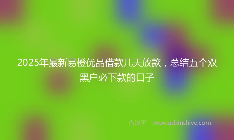 2025年最新易橙优品借款几天放款，总结五个双黑户必下款的口子