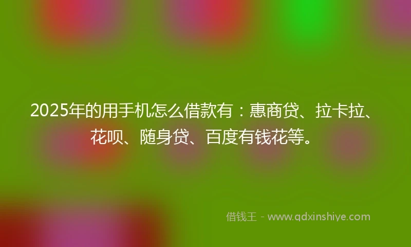 2025年的用手机怎么借款有：惠商贷、拉卡拉、花呗、随身贷、百度有钱花等。