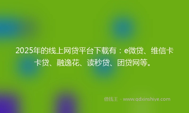 2025年的线上网贷平台下载有：e微贷、维信卡卡贷、融逸花、读秒贷、团贷网等。
