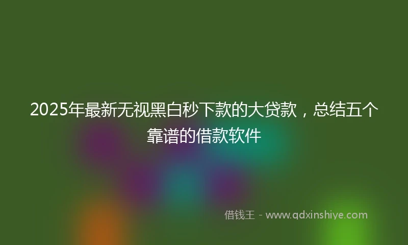 2025年最新无视黑白秒下款的大贷款，总结五个靠谱的借款软件