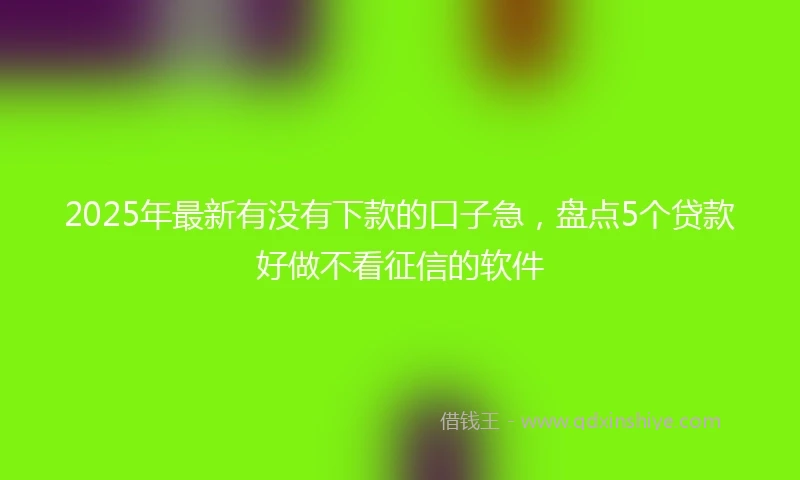 2025年最新有没有下款的口子急，盘点5个贷款好做不看征信的软件