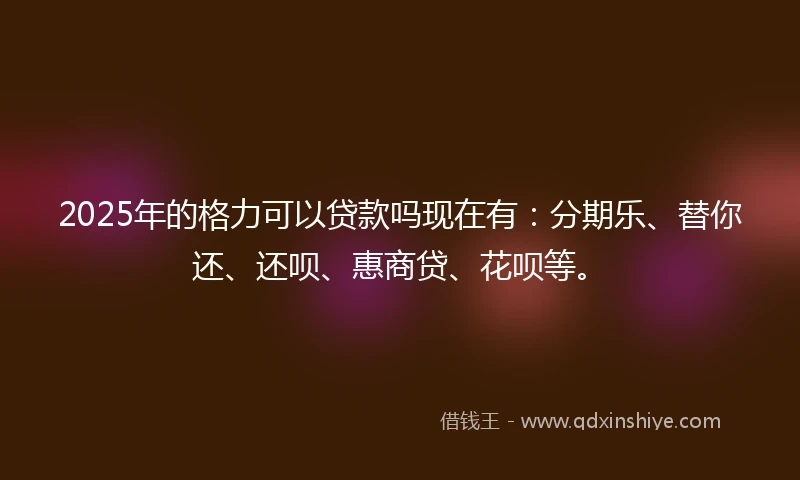 2025年的格力可以贷款吗现在有：分期乐、替你还、还呗、惠商贷、花呗等。