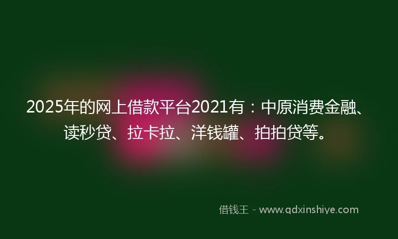 2025年的网上借款平台2021有：中原消费金融、读秒贷、拉卡拉、洋钱罐、拍拍贷等。
