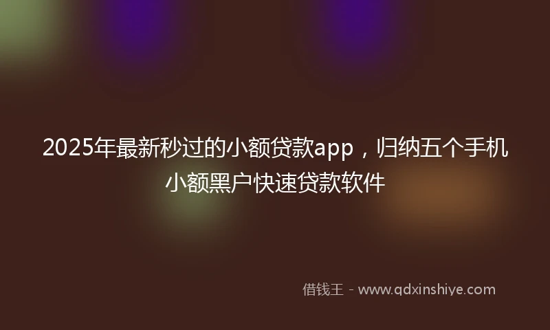 2025年最新秒过的小额贷款app，归纳五个手机小额黑户快速贷款软件