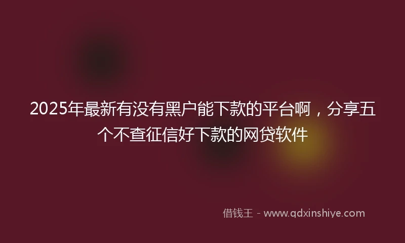 2025年最新有没有黑户能下款的平台啊，分享五个不查征信好下款的网贷软件