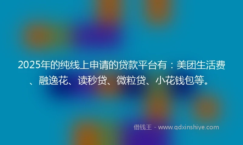 2025年的纯线上申请的贷款平台有：美团生活费、融逸花、读秒贷、微粒贷、小花钱包等。