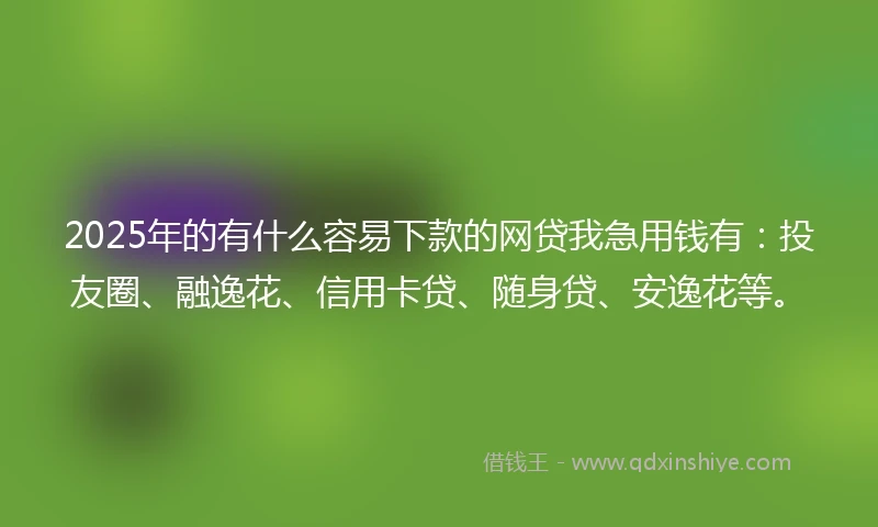 2025年的有什么容易下款的网贷我急用钱有：投友圈、融逸花、信用卡贷、随身贷、安逸花等。