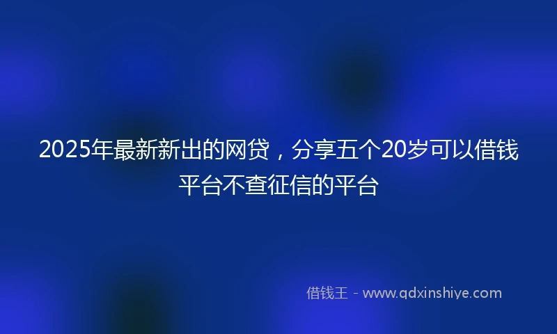 2025年最新新出的网贷，分享五个20岁可以借钱平台不查征信的平台