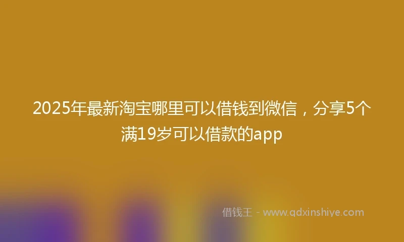 2025年最新淘宝哪里可以借钱到微信，分享5个满19岁可以借款的app