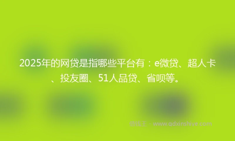 2025年的网贷是指哪些平台有:e微贷、超人卡、投友圈、51人品贷、省呗等。