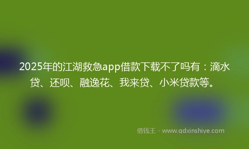 2025年的江湖救急app借款下载不了吗有：滴水贷、还呗、融逸花、我来贷、小米贷款等。