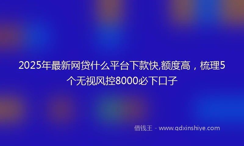 2025年最新网贷什么平台下款快,额度高，梳理5个无视风控8000必下口子