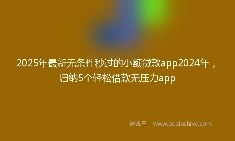 2025年最新无条件秒过的小额贷款app2024年，归纳5个轻松借款无压力app