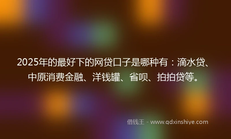 2025年的最好下的网贷口子是哪种有：滴水贷、中原消费金融、洋钱罐、省呗、拍拍贷等。