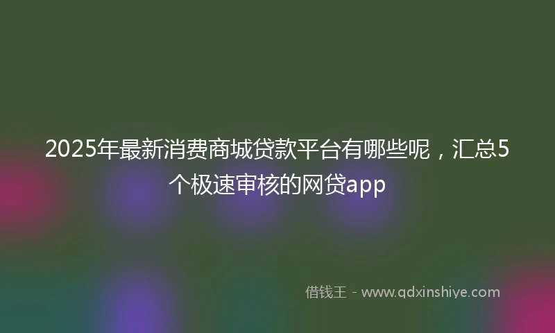2025年最新消费商城贷款平台有哪些呢，汇总5个极速审核的网贷app