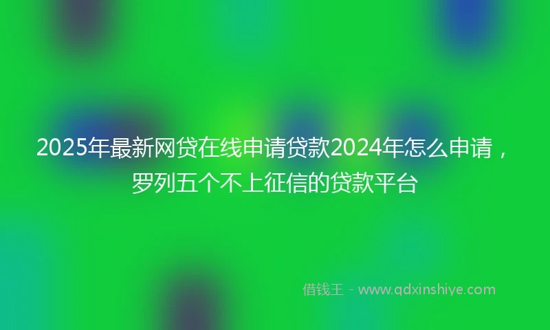 2025年最新网贷在线申请贷款2024年怎么申请，罗列五个不上征信的贷款平台