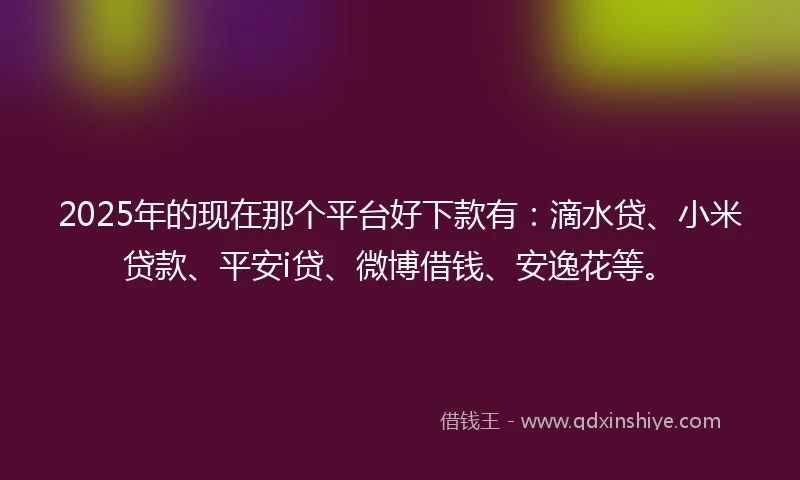 2025年的现在那个平台好下款有：滴水贷、小米贷款、平安i贷、微博借钱、安逸花等。