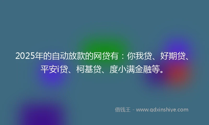 2025年的自动放款的网贷有：你我贷、好期贷、平安i贷、柯基贷、度小满金融等。