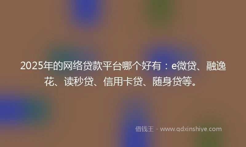 2025年的网络贷款平台哪个好有：e微贷、融逸花、读秒贷、信用卡贷、随身贷等。