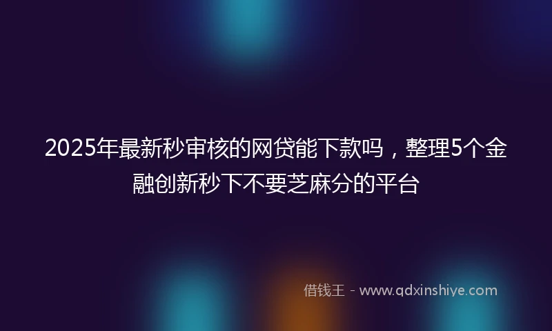 2025年最新秒审核的网贷能下款吗，整理5个金融创新秒下不要芝麻分的平台