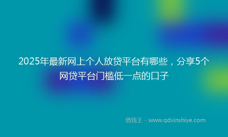 2025年最新网上个人放贷平台有哪些，分享5个网贷平台门槛低一点的口子