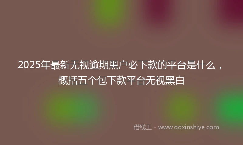 2025年最新无视逾期黑户必下款的平台是什么，概括五个包下款平台无视黑白