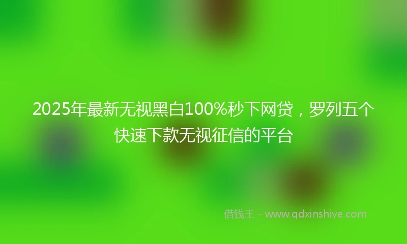 2025年最新无视黑白100%秒下网贷，罗列五个快速下款无视征信的平台
