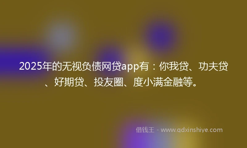 2025年的无视负债网贷app有：你我贷、功夫贷、好期贷、投友圈、度小满金融等。