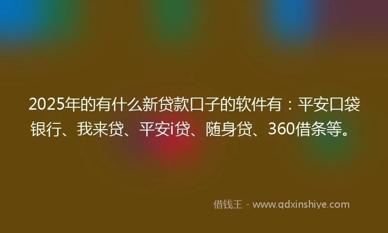 2025年的有什么新贷款口子的软件有：平安口袋银行、我来贷、平安i贷、随身贷、360借条等。