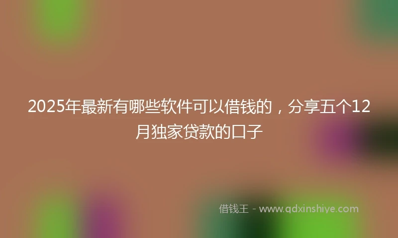 2025年最新有哪些软件可以借钱的，分享五个12月独家贷款的口子