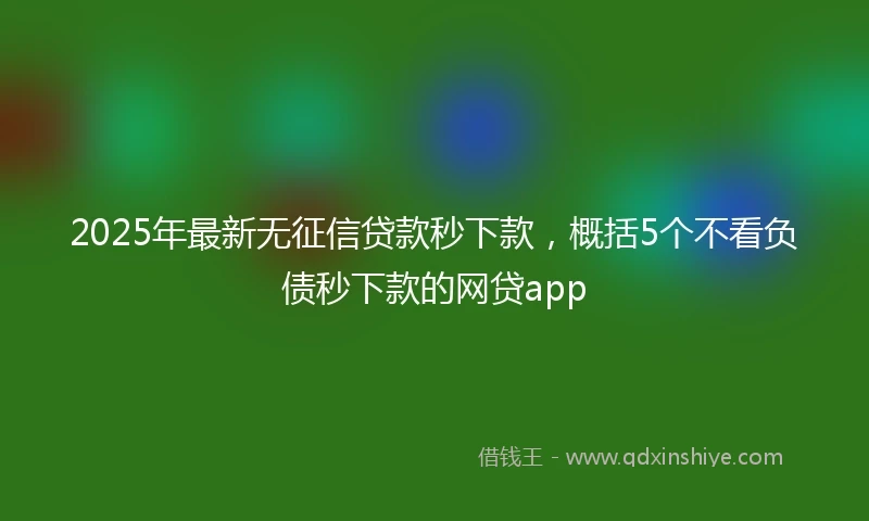 2025年最新无征信贷款秒下款，概括5个不看负债秒下款的网贷app