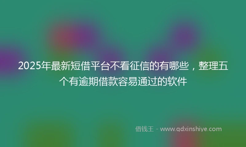 2025年最新短借平台不看征信的有哪些，整理五个有逾期借款容易通过的软件