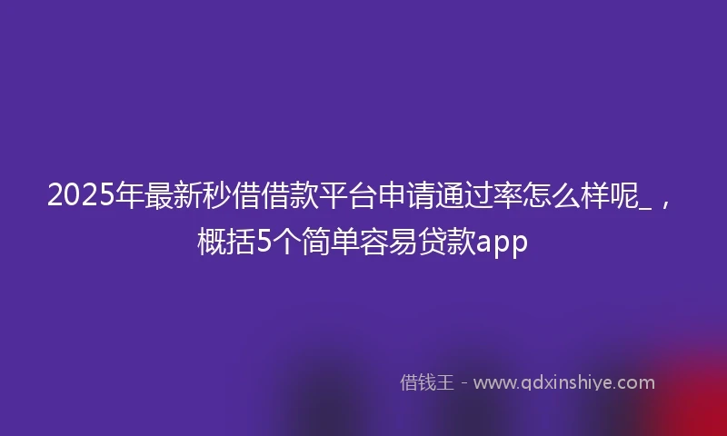 2025年最新秒借借款平台申请通过率怎么样呢_，概括5个简单容易贷款app