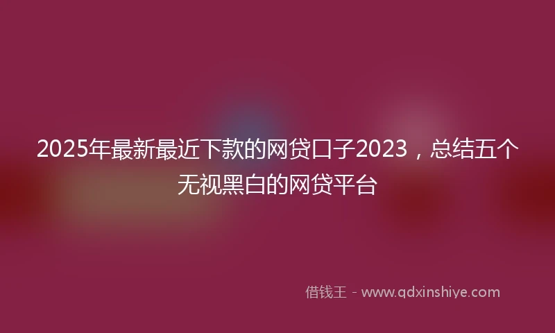 2025年最新最近下款的网贷口子2023，总结五个无视黑白的网贷平台