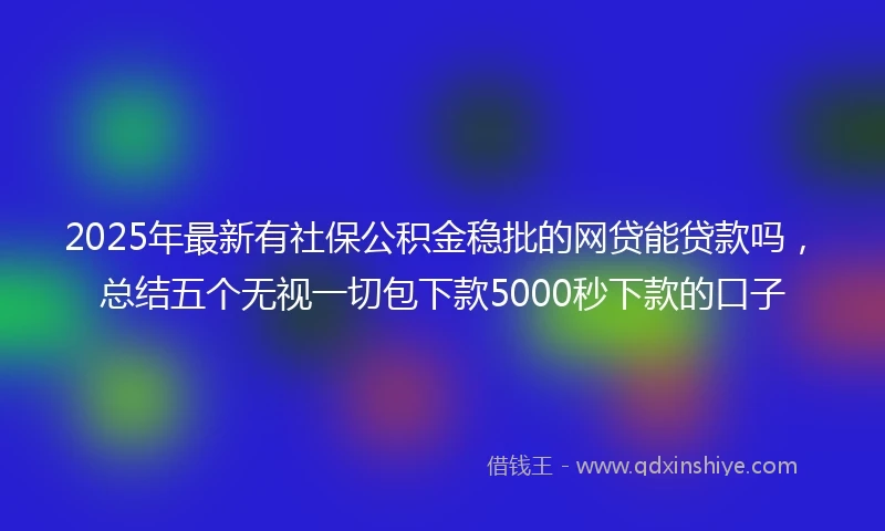 2025年最新有社保公积金稳批的网贷能贷款吗，总结五个无视一切包下款5000秒下款的口子
