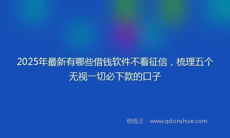 2025年最新有哪些借钱软件不看征信,梳理五个无视一切必下款的口子