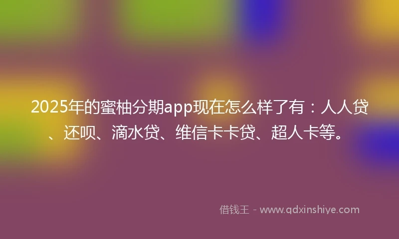2025年的蜜柚分期app现在怎么样了有：人人贷、还呗、滴水贷、维信卡卡贷、超人卡等。