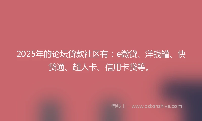 2025年的论坛贷款社区有：e微贷、洋钱罐、快贷通、超人卡、信用卡贷等。