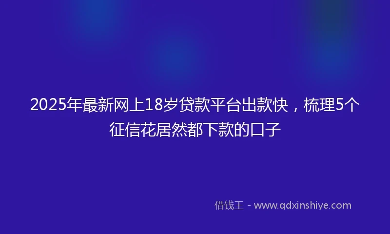2025年最新网上18岁贷款平台出款快，梳理5个征信花居然都下款的口子
