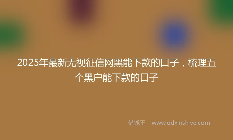 2025年最新无视征信网黑能下款的口子，梳理五个黑户能下款的口子