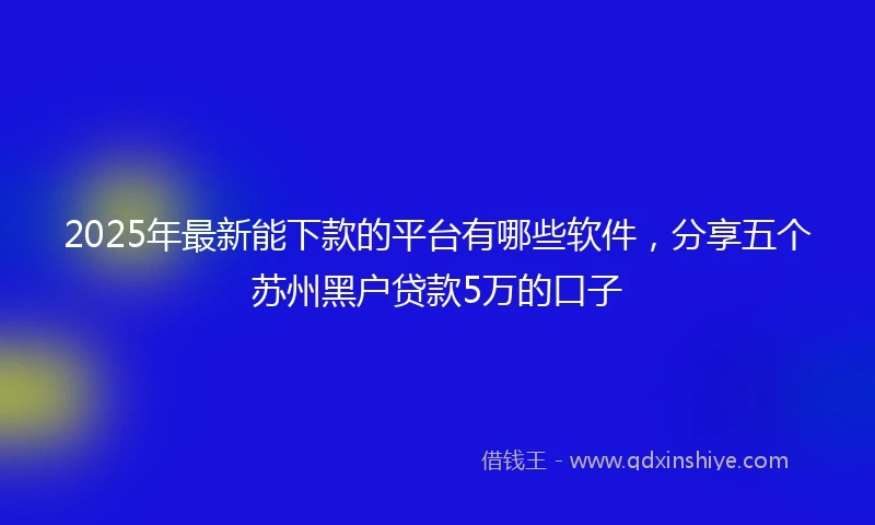 2025年最新能下款的平台有哪些软件，分享五个苏州黑户贷款5万的口子