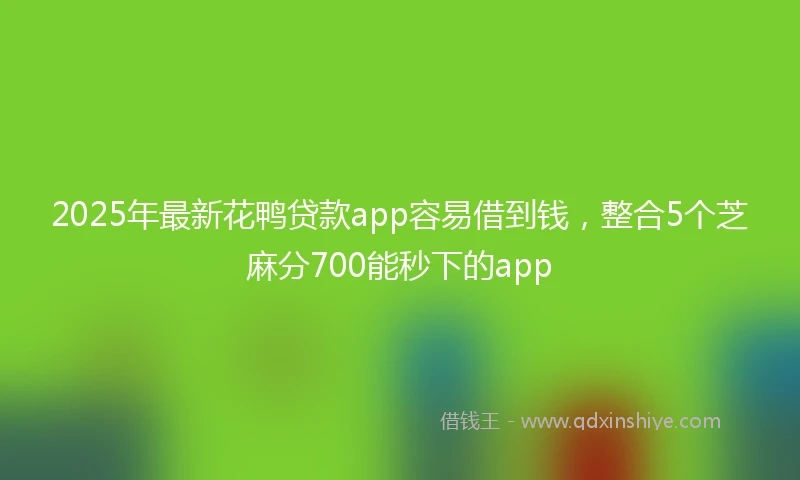 2025年最新花鸭贷款app容易借到钱，整合5个芝麻分700能秒下的app