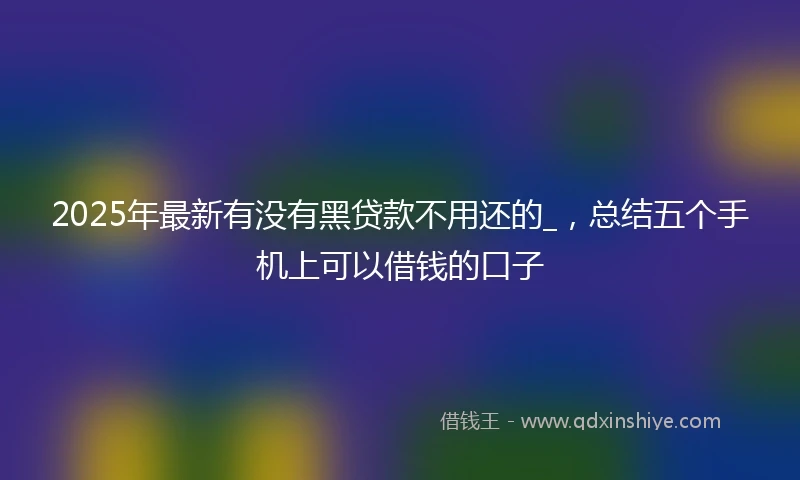 2025年最新有没有黑贷款不用还的_，总结五个手机上可以借钱的口子