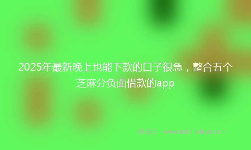 2025年最新晚上也能下款的口子很急，整合五个芝麻分负面借款的app